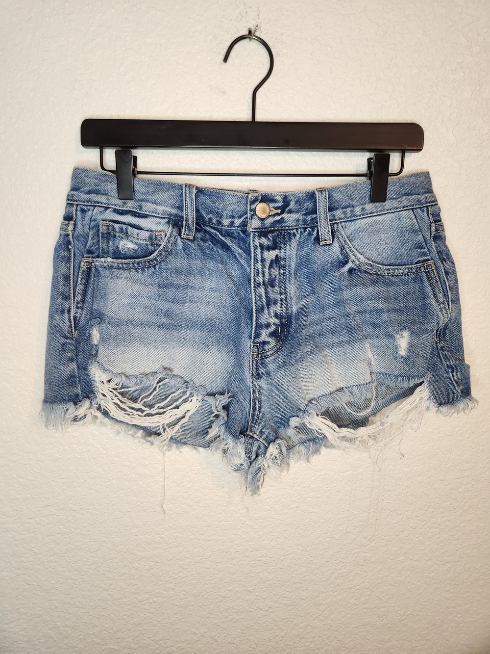Kancan distressed high-rise Denim Shorts vbk1761 size L Button-fly